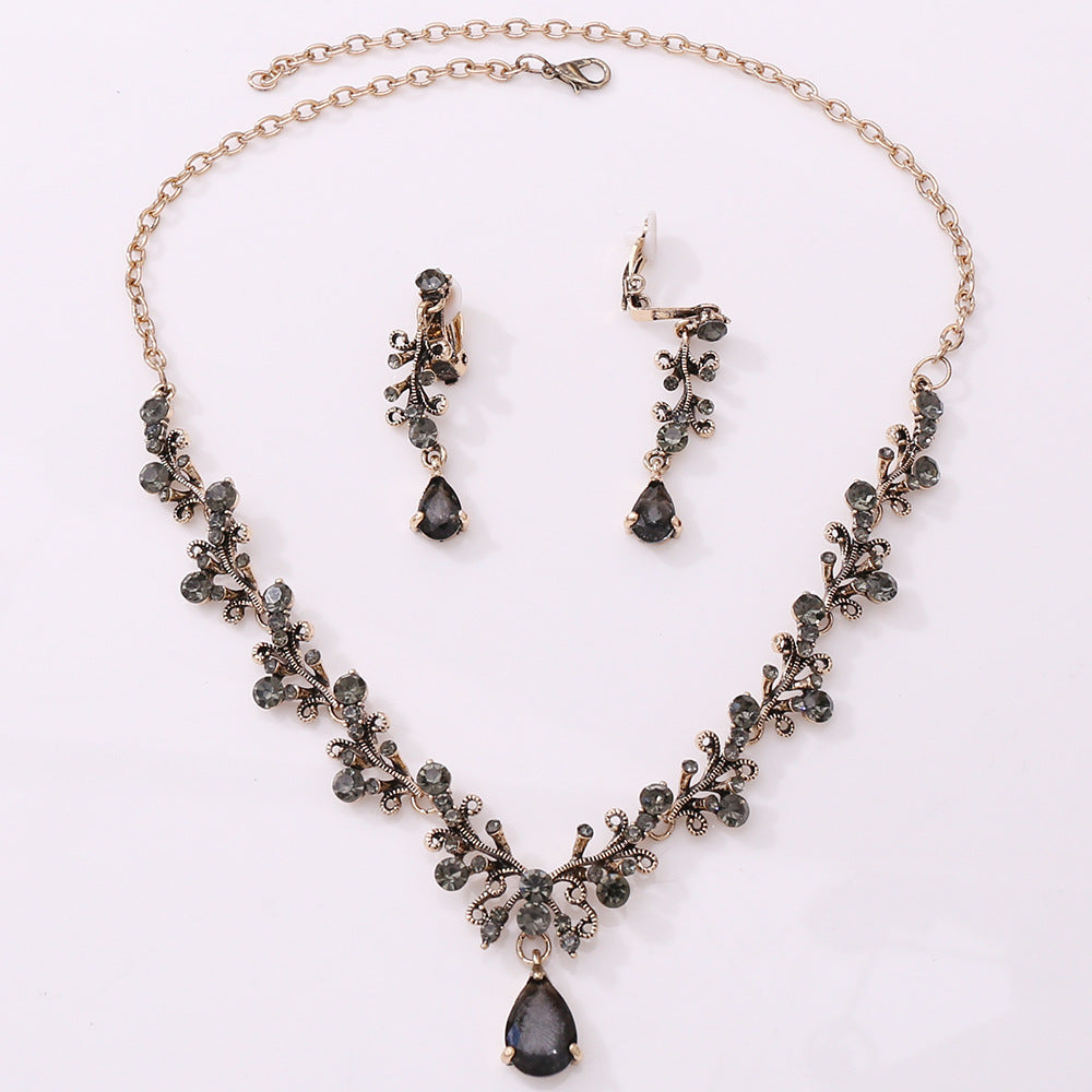 Rhinestone Zircon Earring Necklace