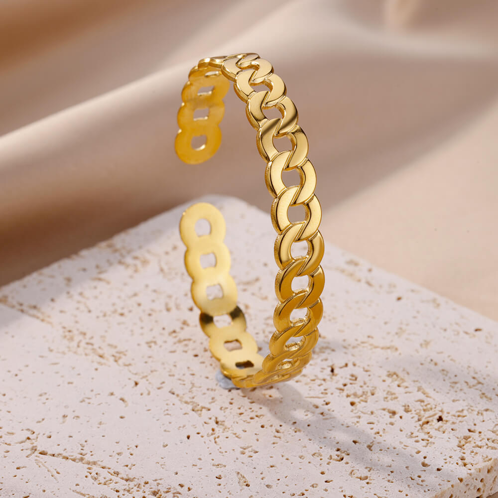 Unique Pleated Pattern Opening Bracelet Women