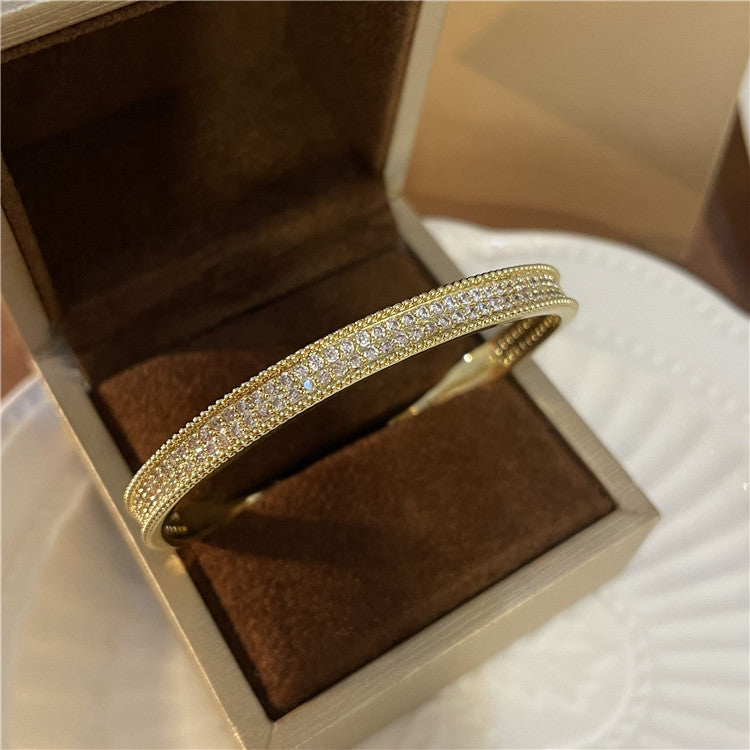 Light Luxury High-grade Exquisite Two-color Full Diamond Fine Bracelet
