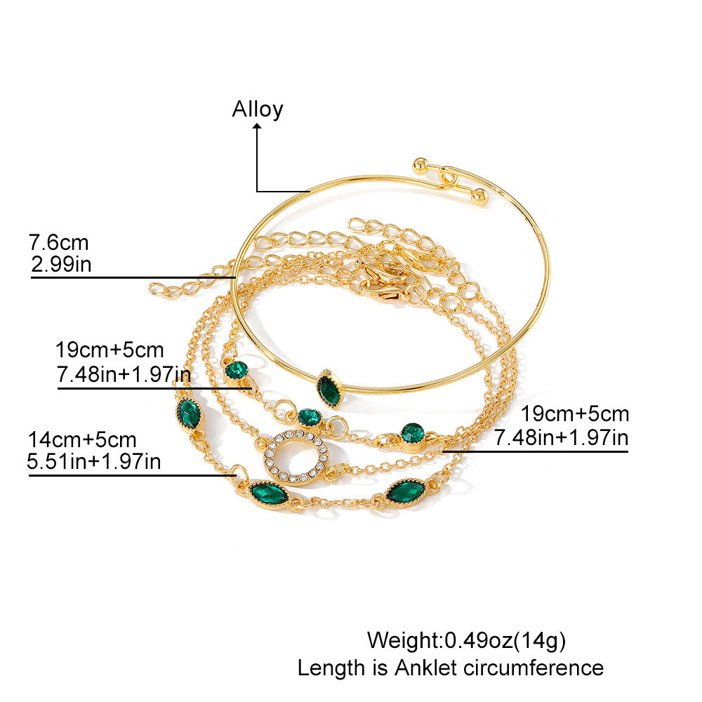 Diamond Bracelet Suit Rhinestone Chain Bracelet Four-piece Set For Women