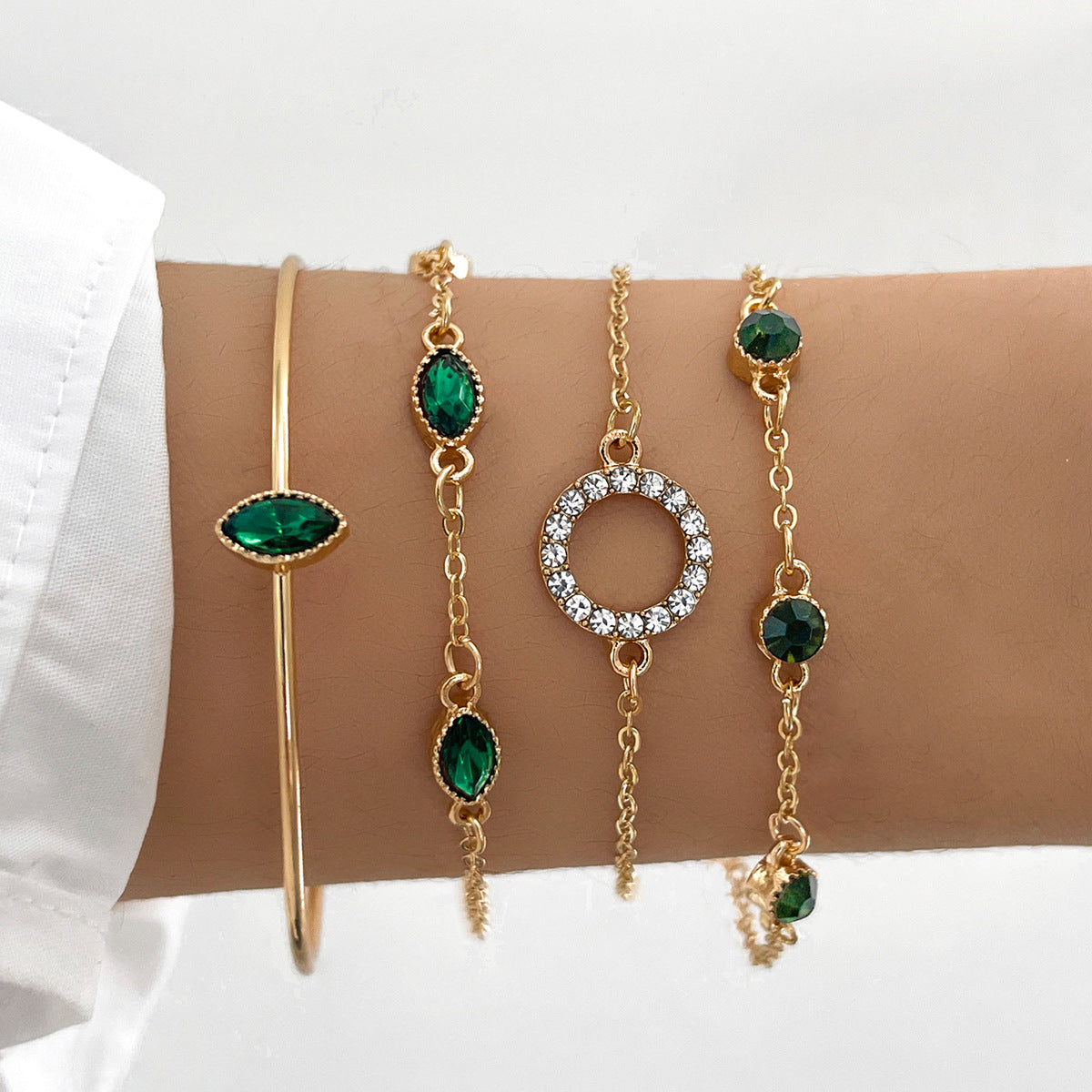 Geometric Rhinestone Bracelet Water Drop Bracelet Suit