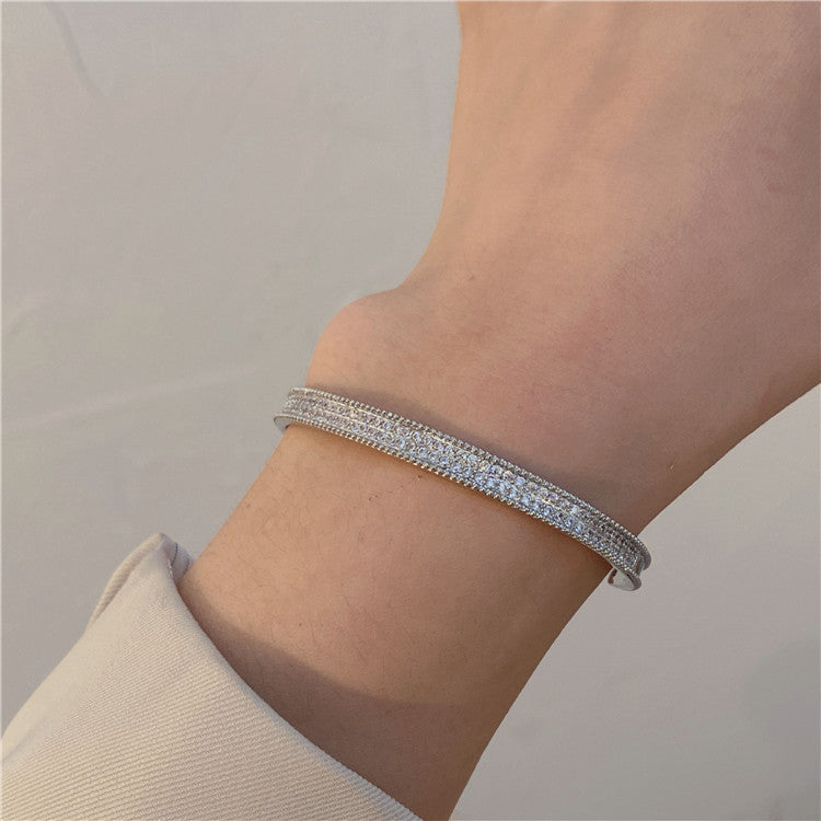 Light Luxury High-grade Exquisite Two-color Full Diamond Fine Bracelet