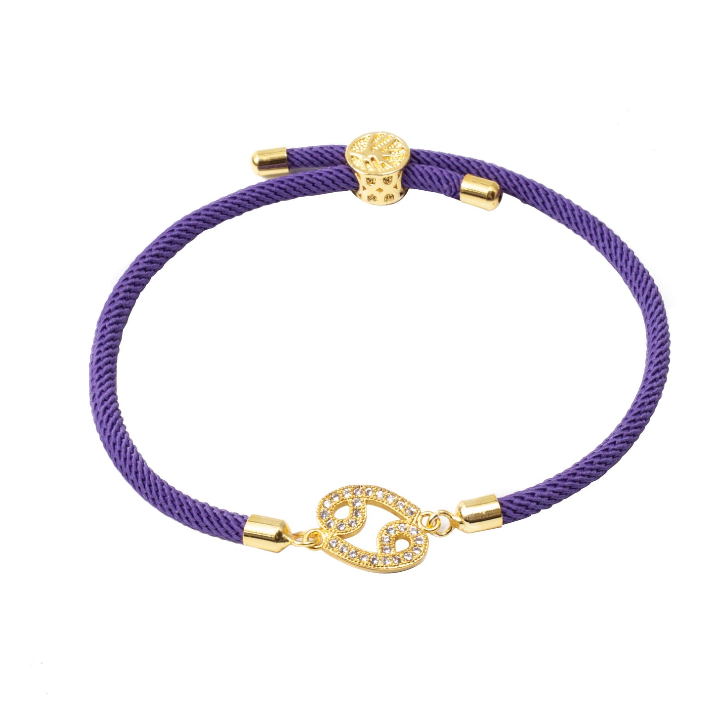 Copper Micro Inlaid Zircon Twelve Constellation Woven Milan Thread Carving Adjustable Bracelet