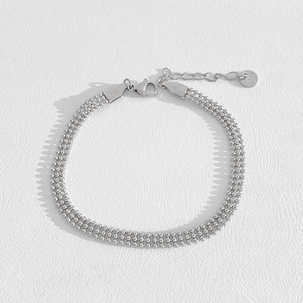 Fashion Stainless Steel Electroplated Small Golden Beads Multi-layer Twin Bracelet