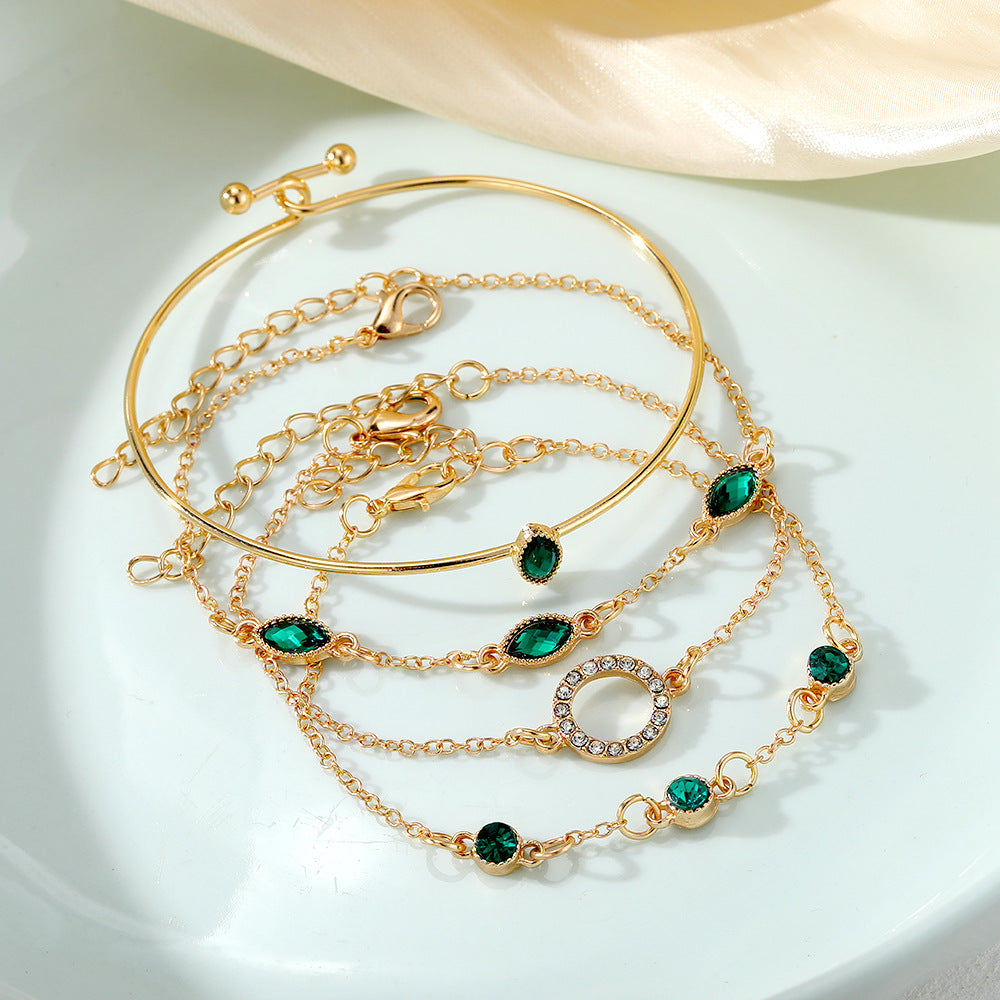 Diamond Bracelet Suit Rhinestone Chain Bracelet Four-piece Set For Women