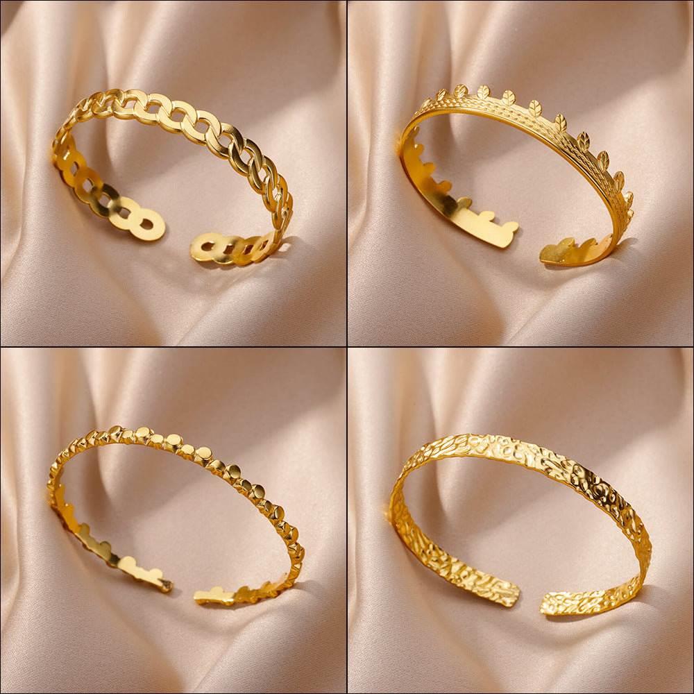 Unique Pleated Pattern Opening Bracelet Women