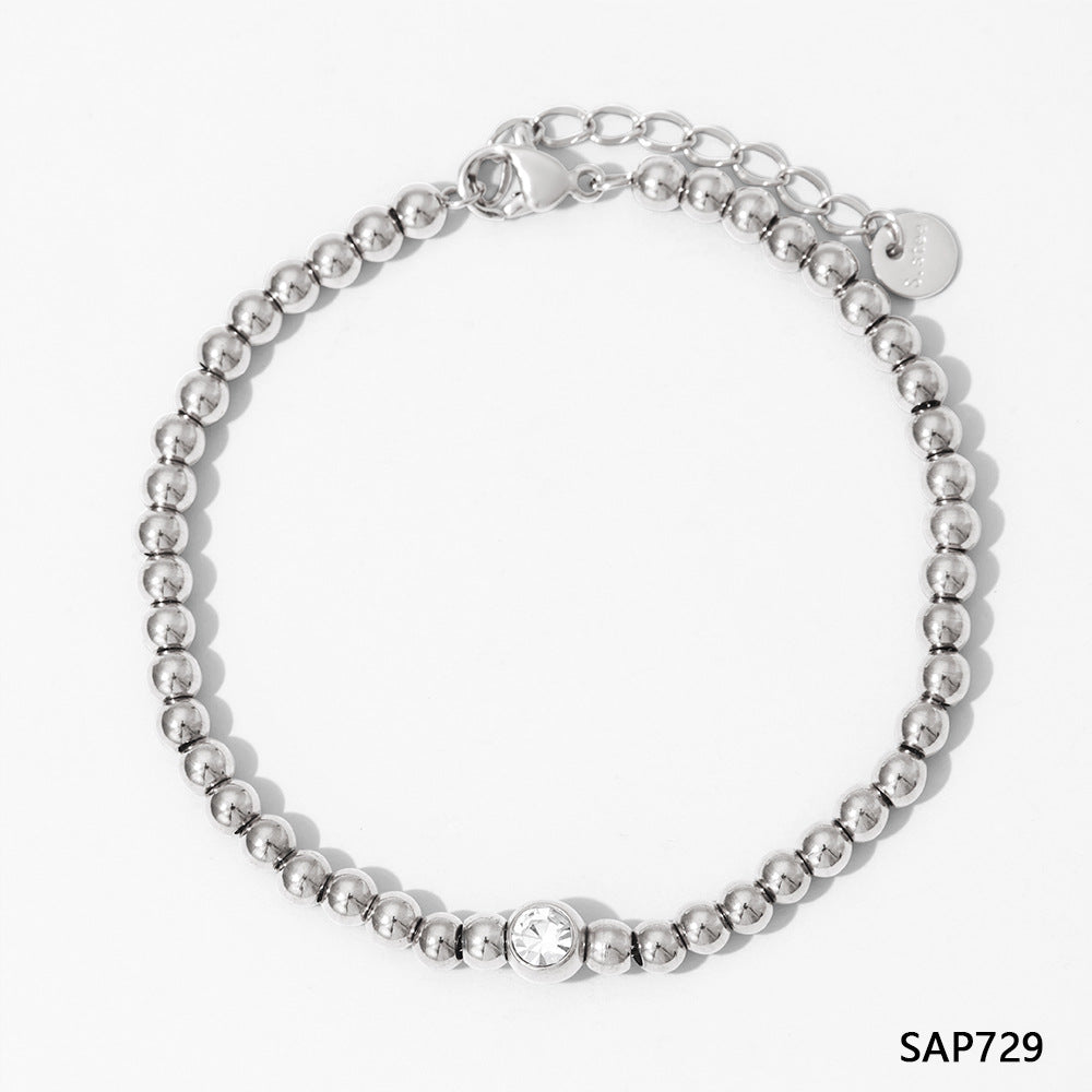 Fashion Stainless Steel Electroplated Small Golden Beads Multi-layer Twin Bracelet