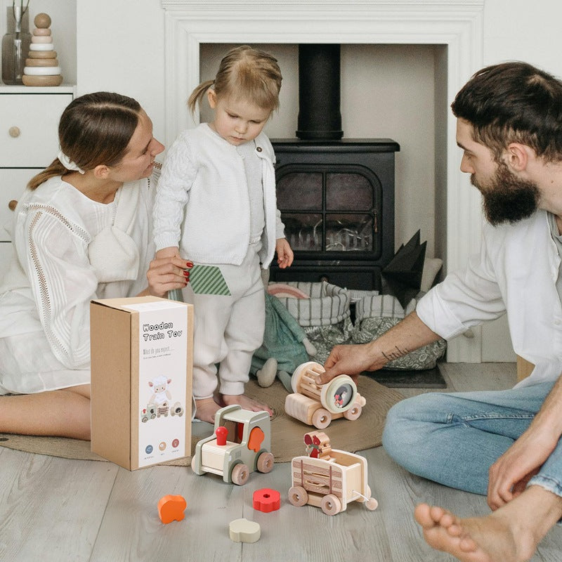 Wooden Baby Early Education Puzzle Multi-functional Train Shape Recognition Toy