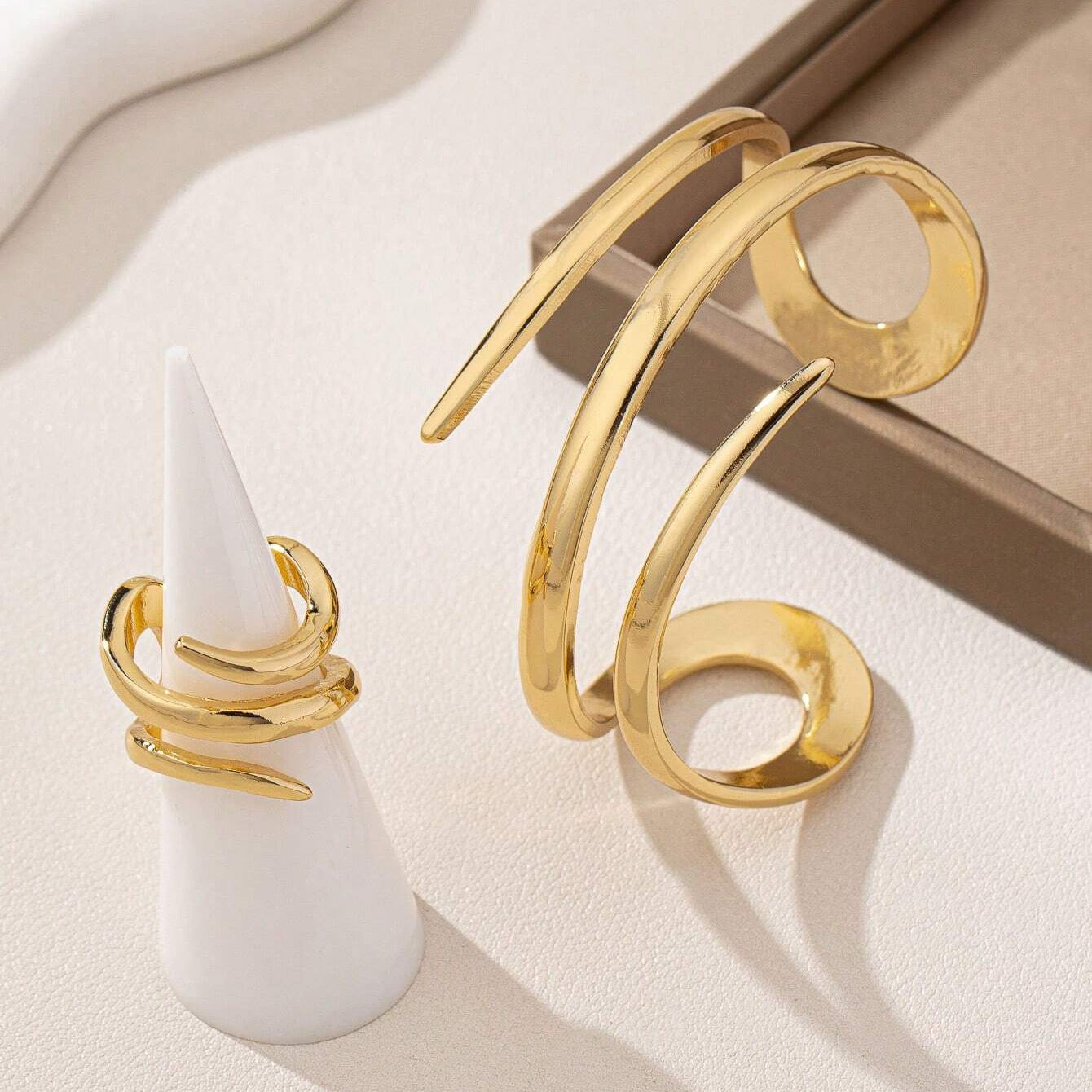 Hollow Water Drops Line Open Ring Fashion Simple