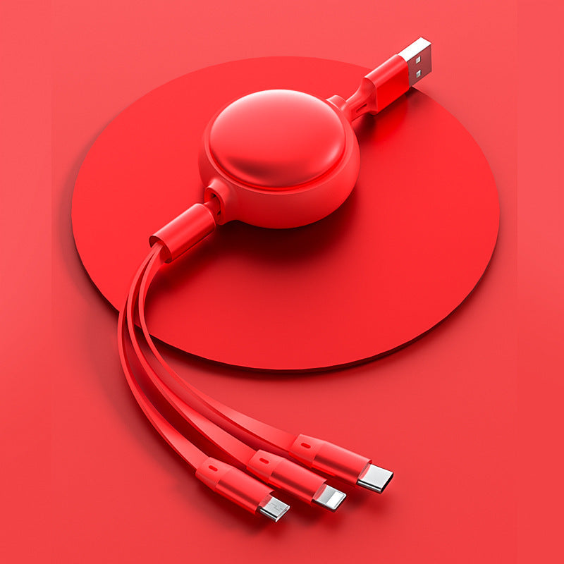 3 In1 USB Cable Micro USB Type C Cable 3in1 2.4A Retractable USB C Charging Cable