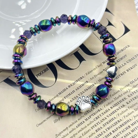 Colored Stone Chain Bracelet New Magnet Hand-woven
