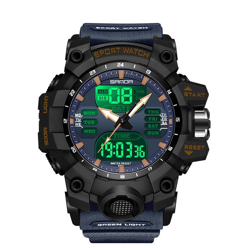 Sanda Green Light Photoelectric Multifunctional Waterproof Shockproof Transparent Watch