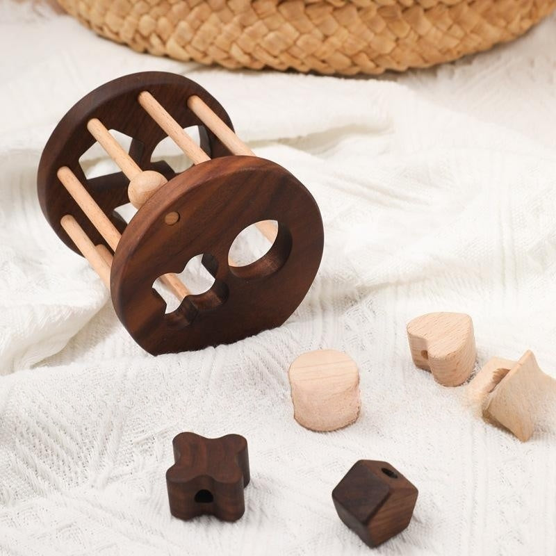 Creative Wooden Baby Threading Game Ringing Bell 3-in-1 Toy