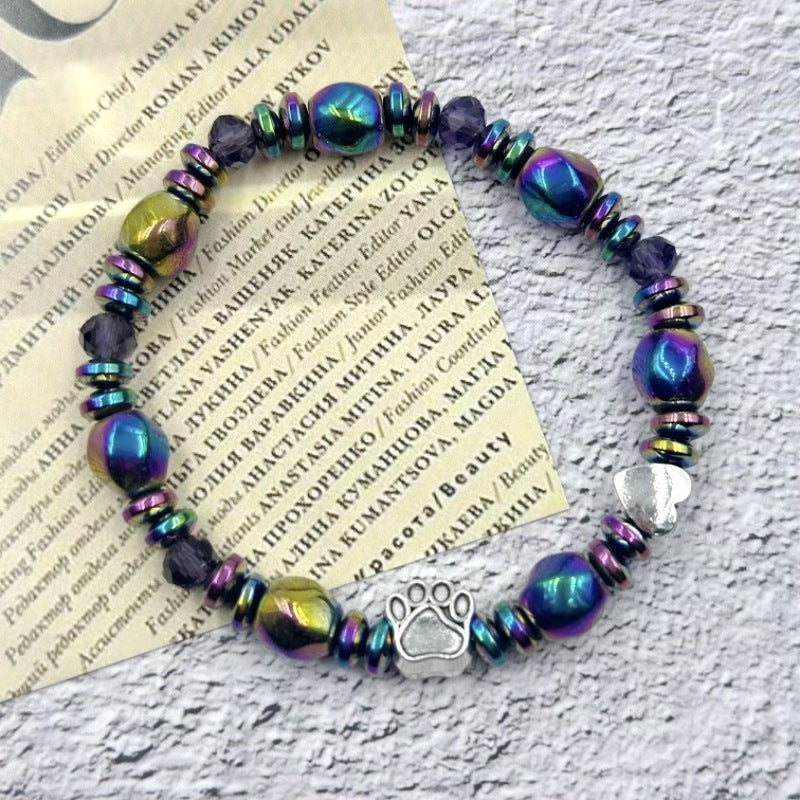 Colored Stone Chain Bracelet New Magnet Hand-woven