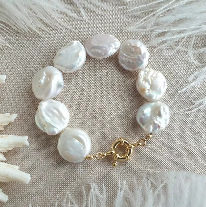 Baroque Freshwater Pearl Bracelet Light Luxury Stainless Steel