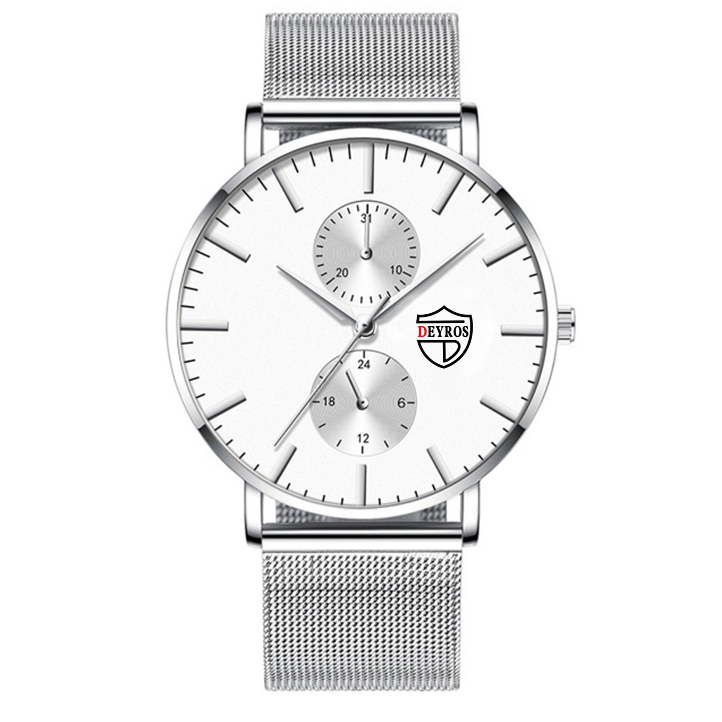 Men's Vacuum Plating Mesh Strap Quartz Watch