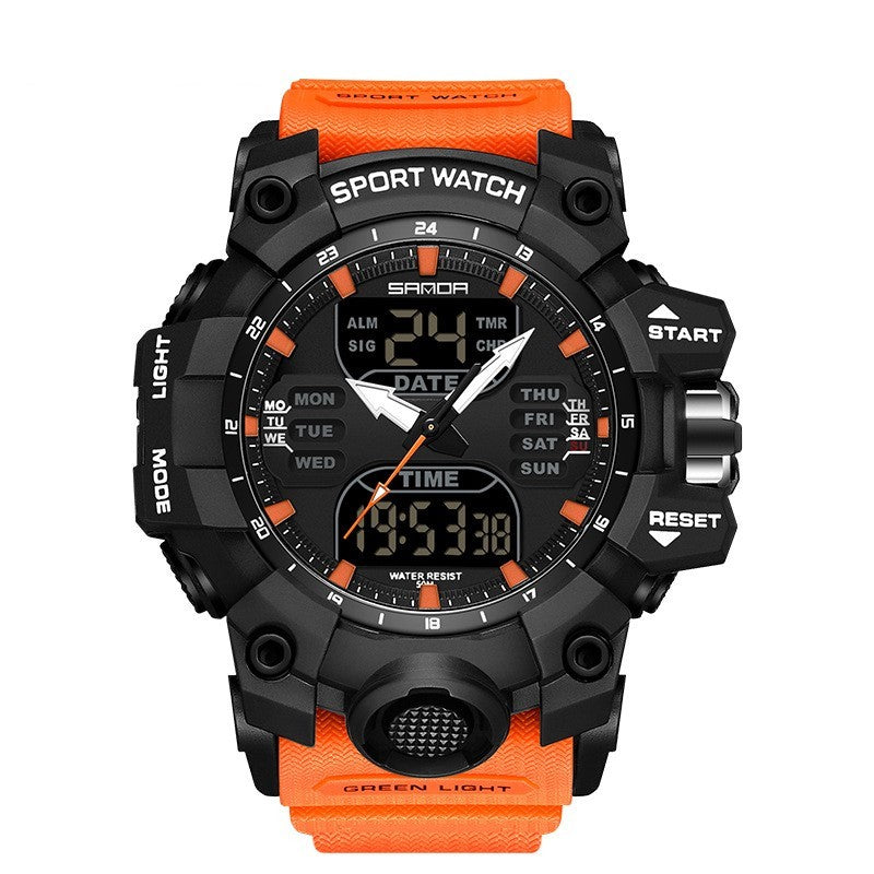 Sanda Green Light Photoelectric Multifunctional Waterproof Shockproof Transparent Watch