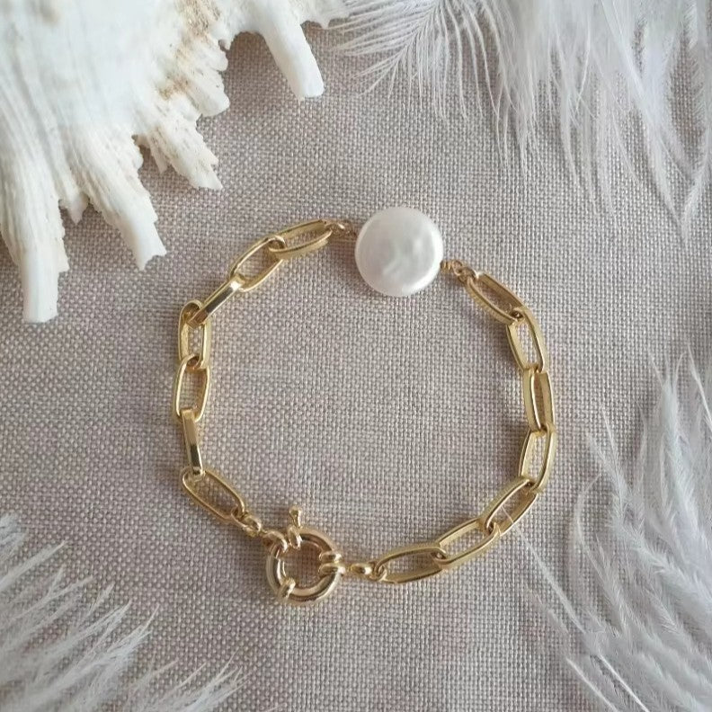Baroque Freshwater Pearl Bracelet Light Luxury Stainless Steel