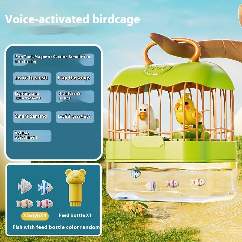Talking Birdcage Aquarium Children's Light Music Educational Toys